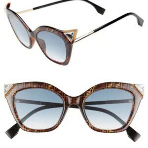 *NEW* Fendi 58mm Gradient Cat Eye Sunglasses W/Case in Dark Havana